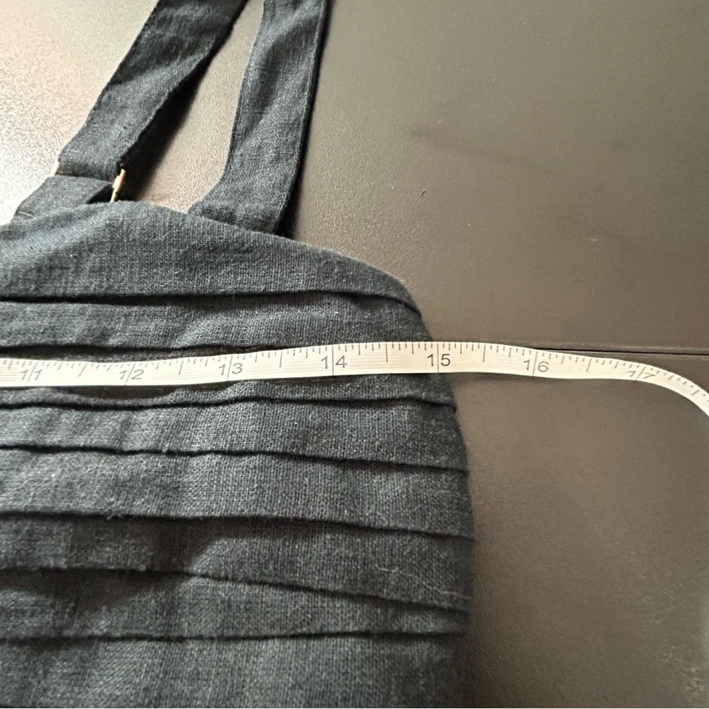 Abercrombie & Fitch Black Maxi Dress Linen & Cotton Adj. Straps Medium Petite